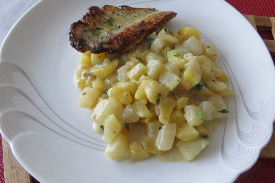 Cremige Kohlrabi und Kartoffeln