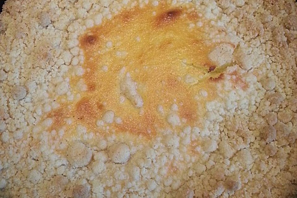 Käse - Streusel - Torte mit Apfelkompott