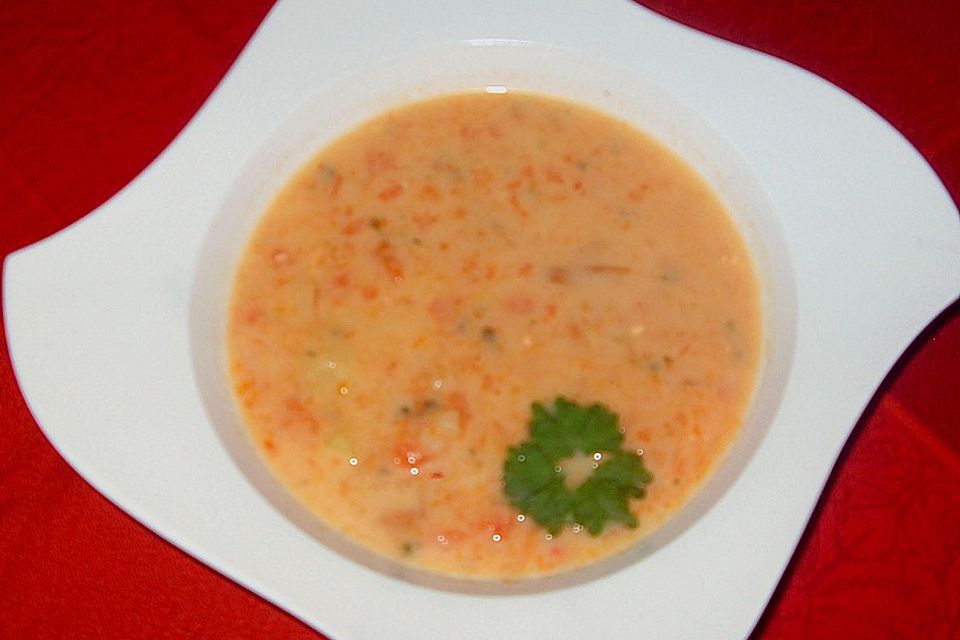 Cremige, aber diättaugliche Kartoffelsuppe mit Thymian und Käse