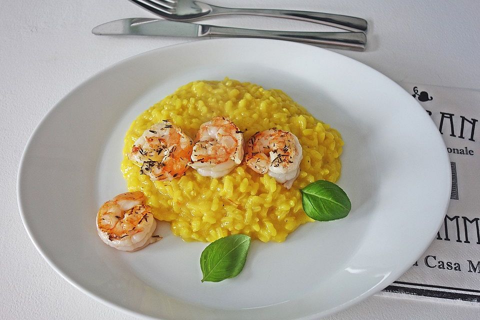 Risotto mit Garnelen und Safran