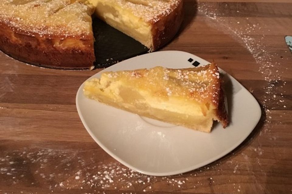 Birnenkuchen mit Vanilleguss