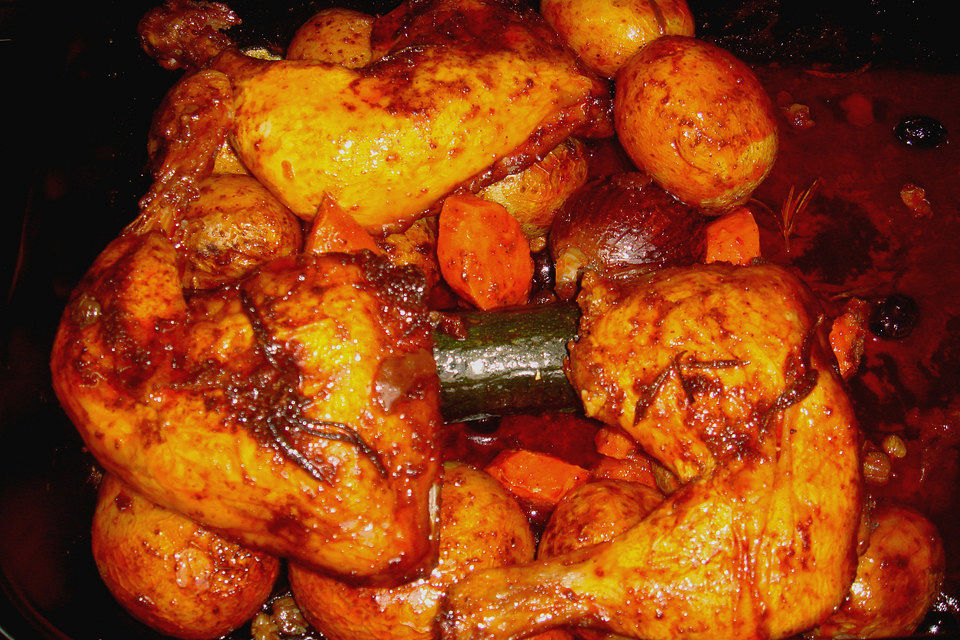 Hähnchen in Barbecuemarinade mit Kartoffeln