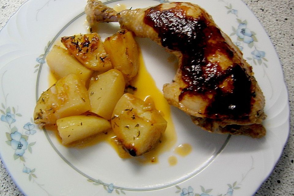 Hähnchen in Barbecuemarinade mit Kartoffeln