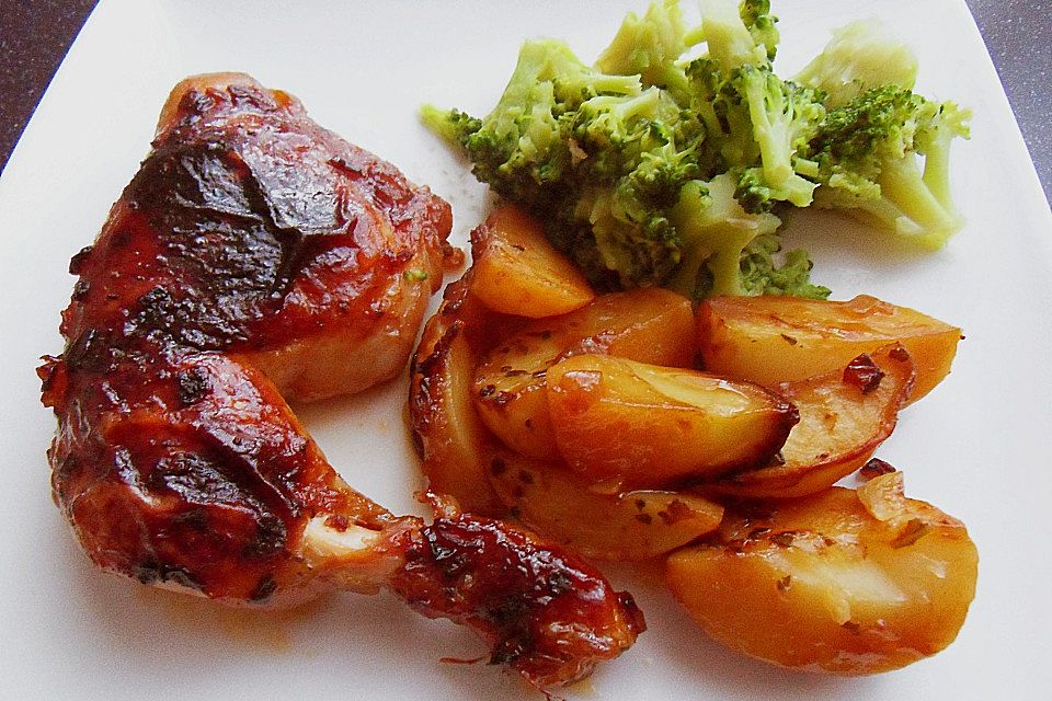 Hähnchen in Barbecuemarinade mit Kartoffeln