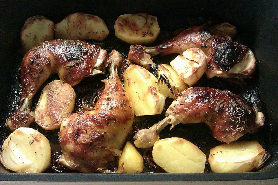 Hähnchen in Barbecuemarinade mit Kartoffeln