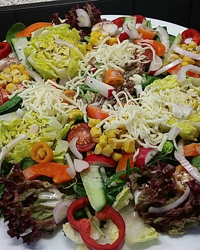 Gemischter Salat mit geriebenem Käse