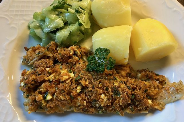 Fischfilet unter Zucchini - Kräuter - Kruste von Netti| Chefkoch