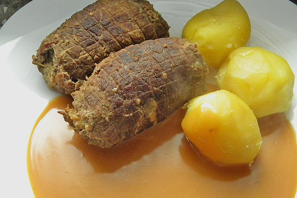 Rindsroulade mit Orangen und Lauch