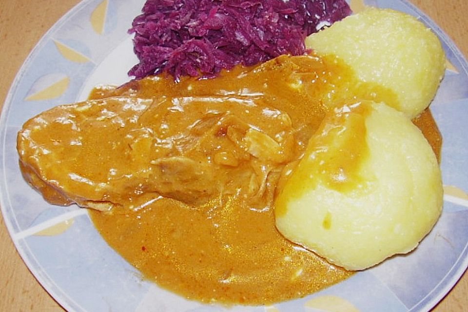 Schweinebraten in Senf-Sahne-Sauce