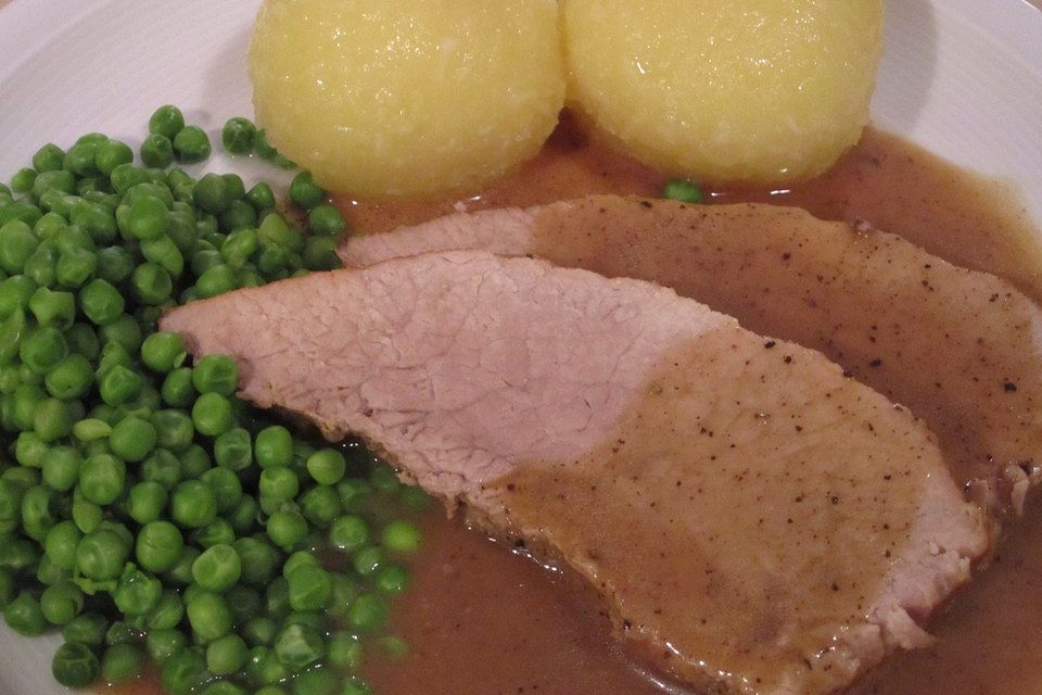 Schweinebraten in Senf-Sahne-Sauce