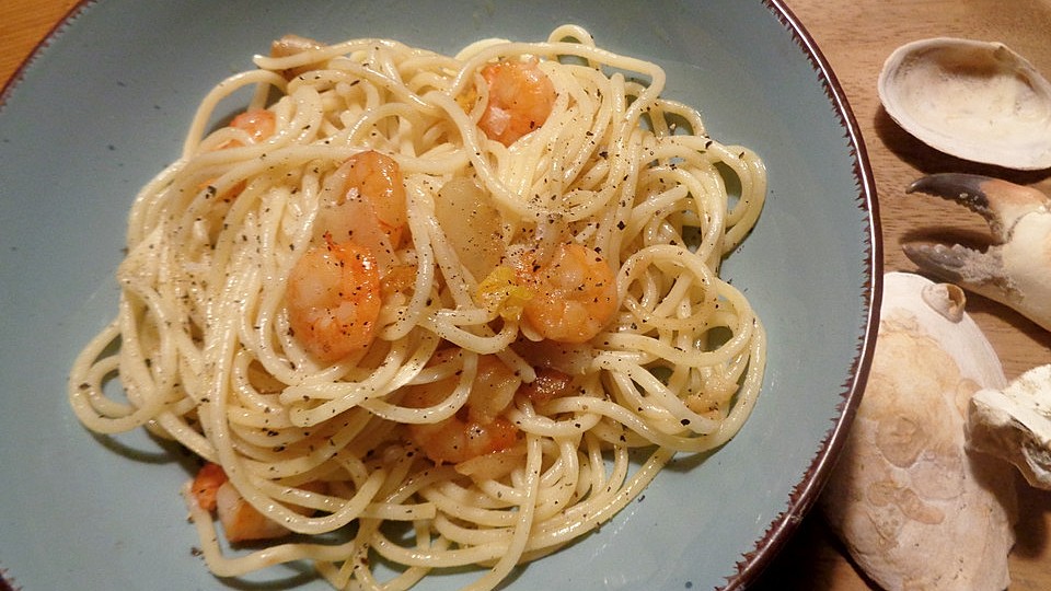 Pasta Mit Garnelen Knoblauch Butter Sauce Von Lena1058 Chefkoch