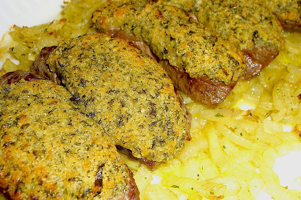 Straußensteaks mit Kräuterkruste