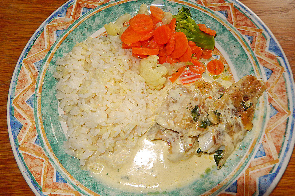 Fischflet mit Käse - Sahnesoße