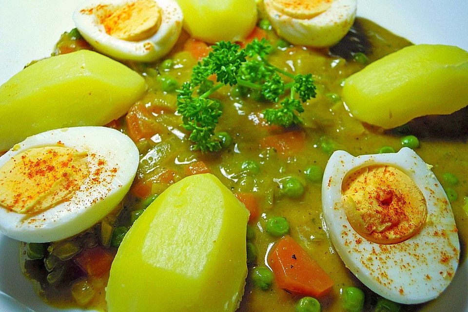 Eier in Currysauce