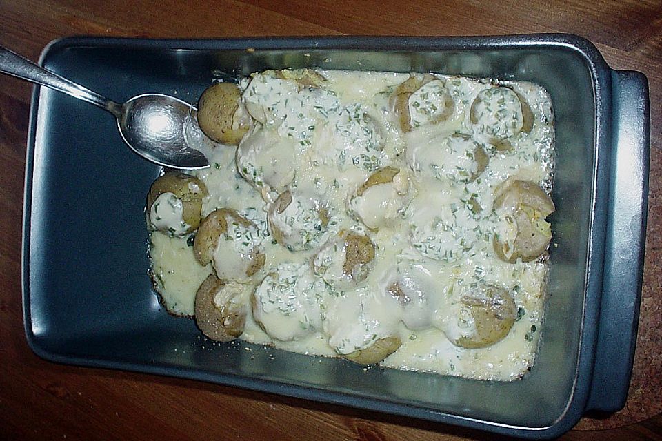 Überbackene Roquefort - Kartoffeln