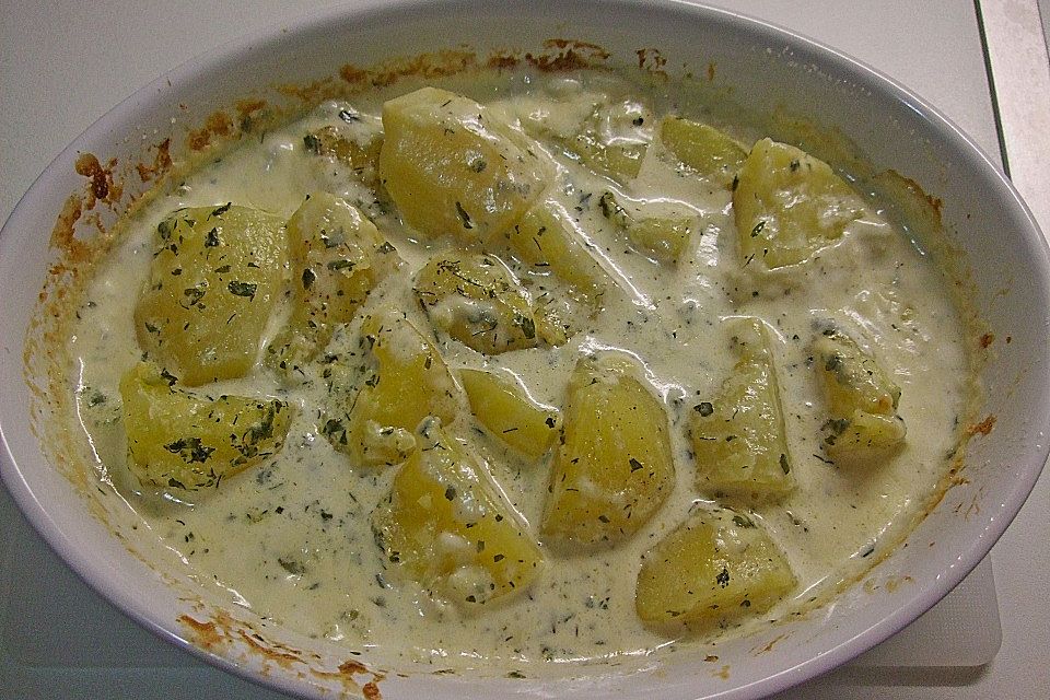 Überbackene Roquefort - Kartoffeln