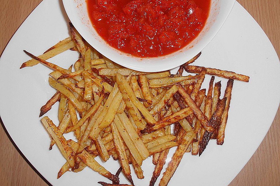 Pommes Frites mit scharfem Dip