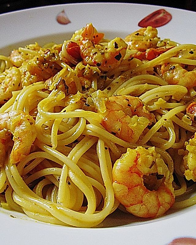 Spaghetti mit Garnelen
