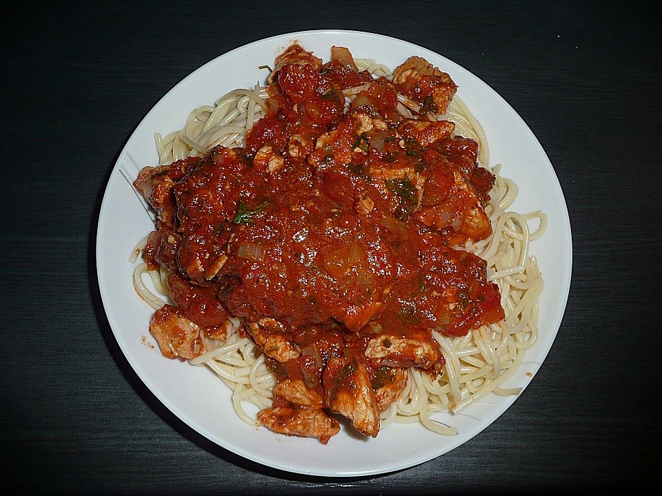 Rucola - Spaghetti mit Putenschnitzel| Chefkoch