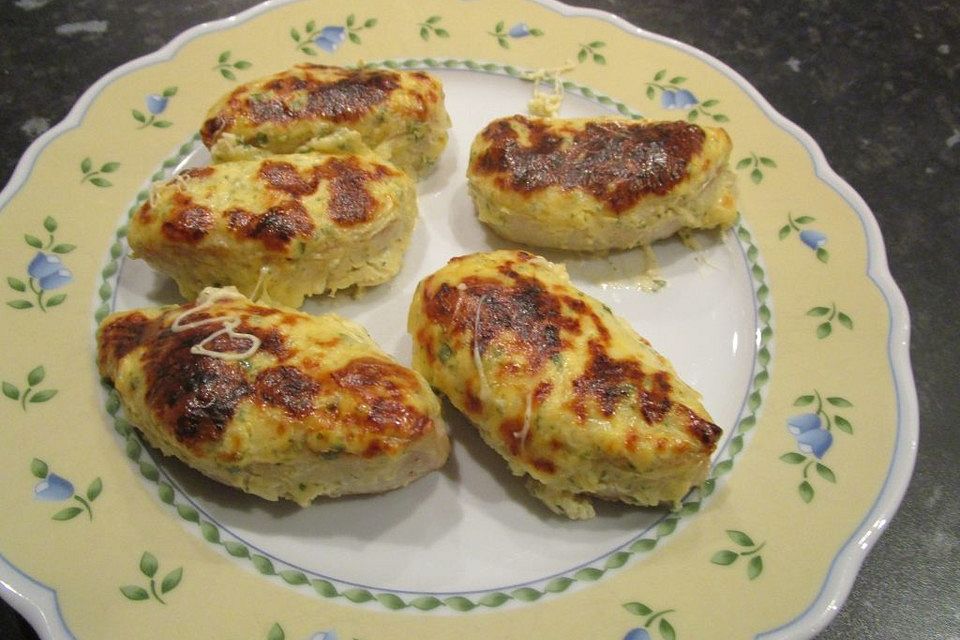 Überbackenes Putenfilet mit Frischkäse