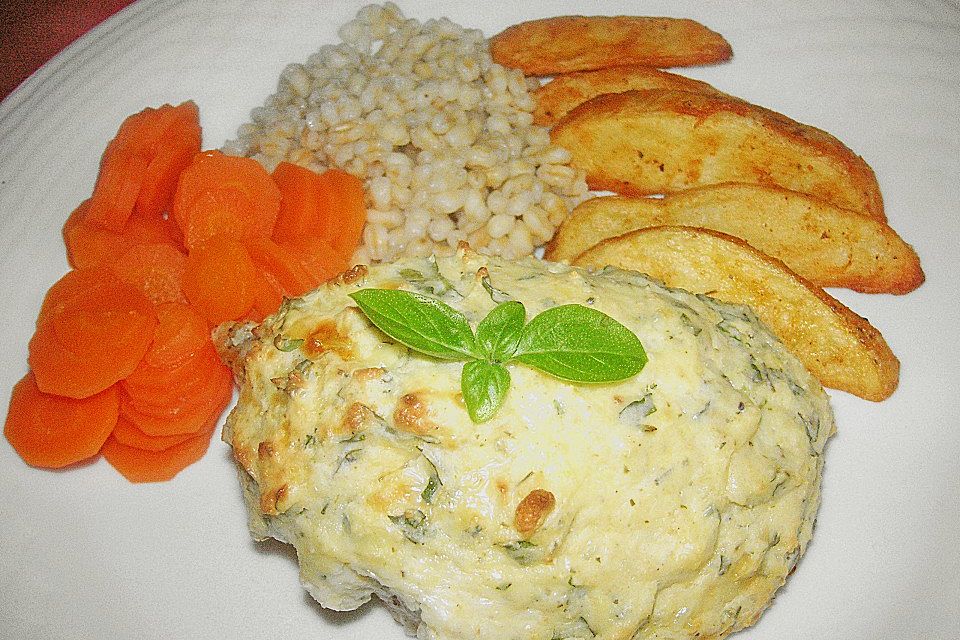 Überbackenes Putenfilet mit Frischkäse