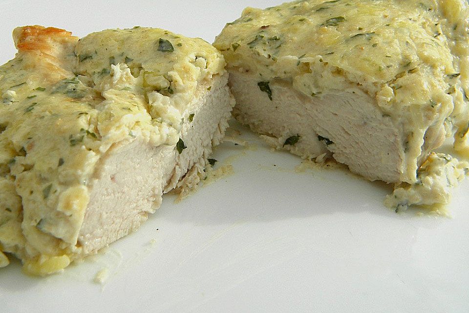 Überbackenes Putenfilet mit Frischkäse