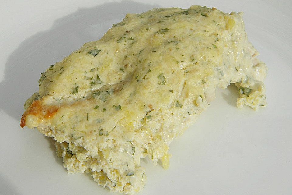 Überbackenes Putenfilet mit Frischkäse