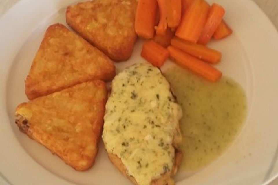 Überbackenes Putenfilet mit Frischkäse