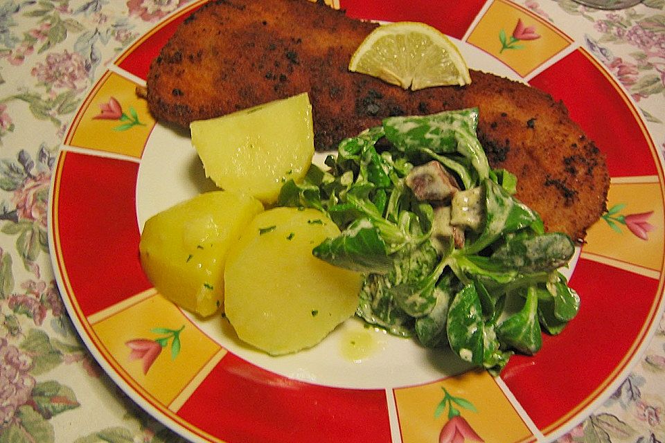 Feldsalat mit Sahne-Speck-Sauce