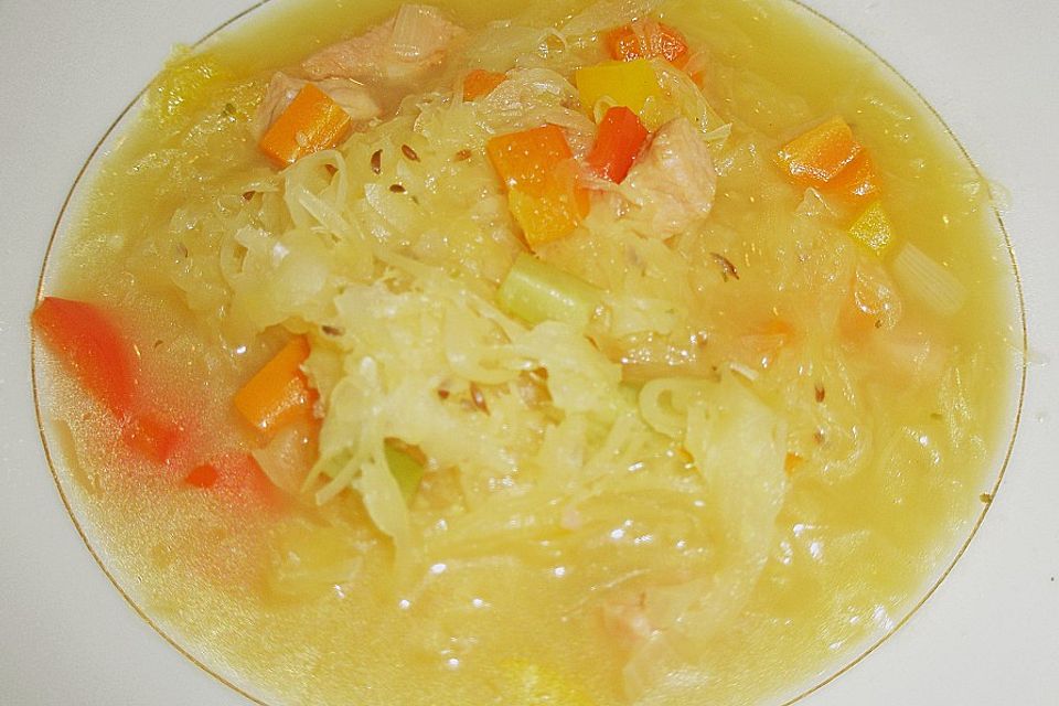 Sauerkrautsuppe mit Kassler