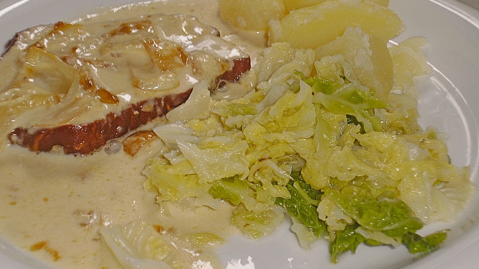 Kasseler in Honig - Senf - Sahne mit Wirsingkartoffeln