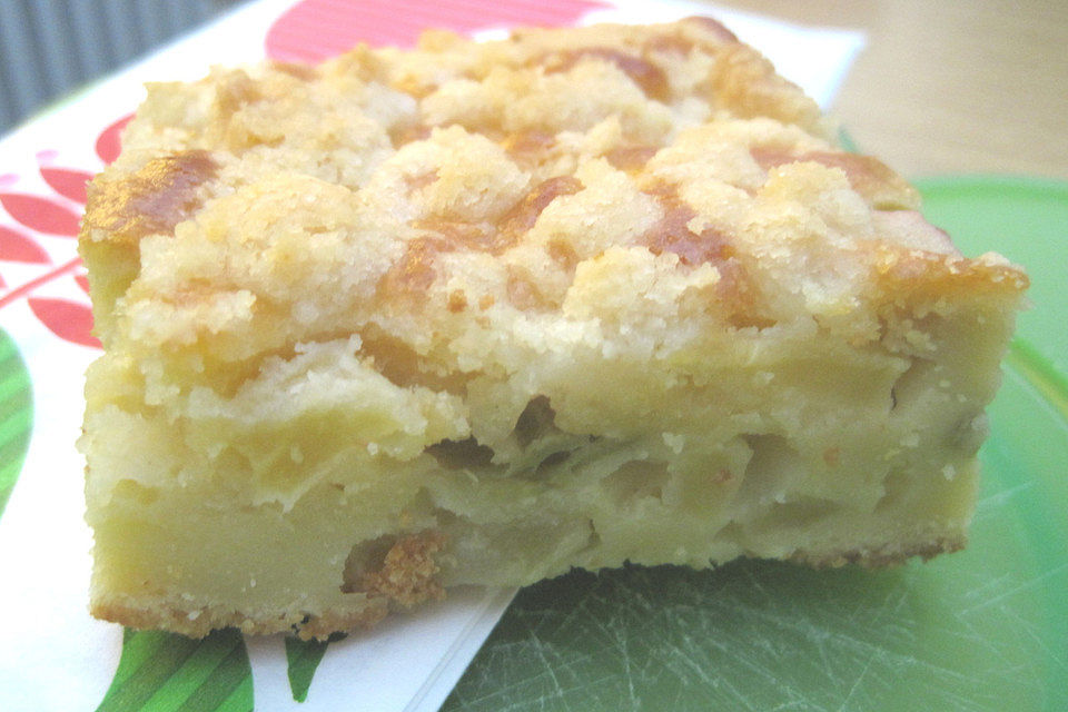 Apfel - Rhabarber - Blechkuchen mit Streusel