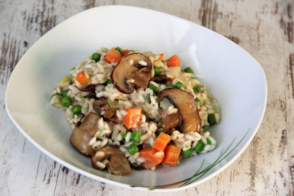 Risotto mit Champignons und Erbsen