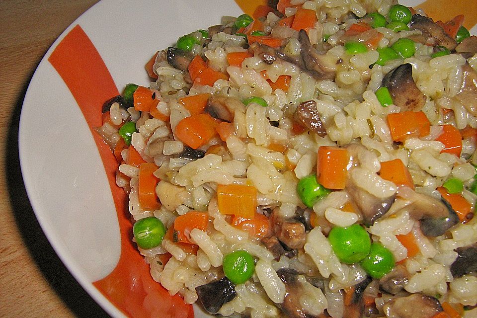 Risotto mit Champignons und Erbsen