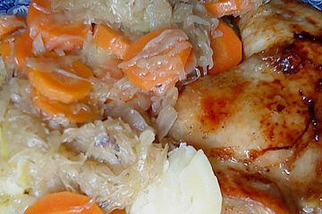 Poularde Mit Sauerkraut Und Trauben Chefkoch 
