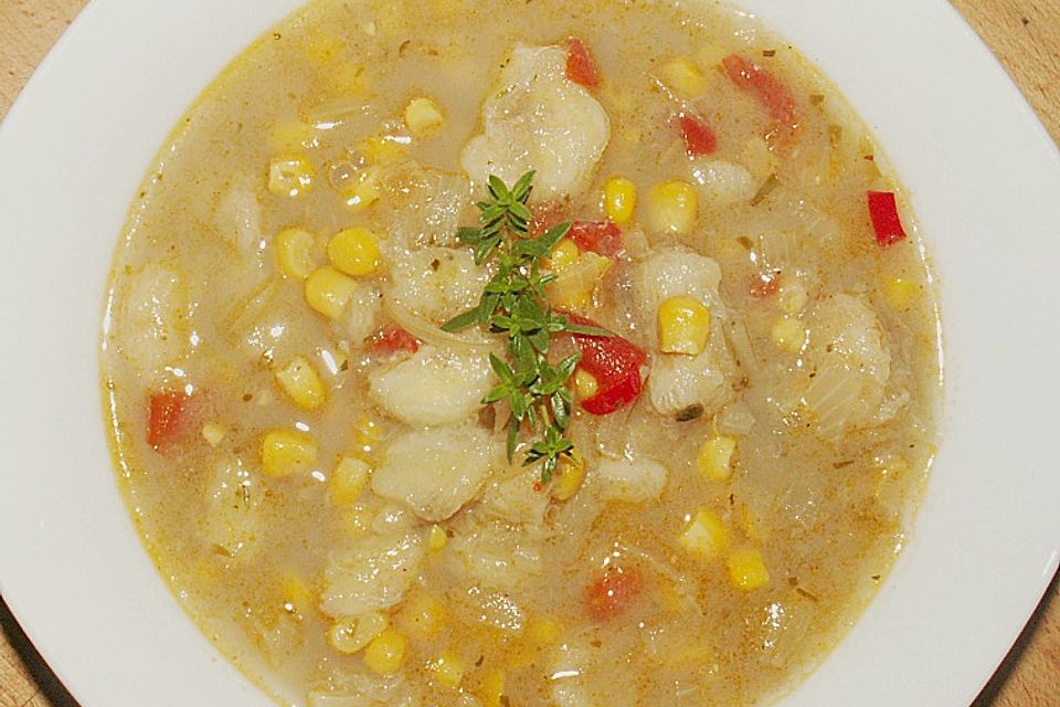 Afrikanische Bananensuppe mit Mais und Chili