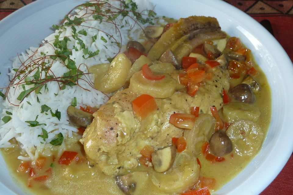 Hähnchencurry mit Bananen