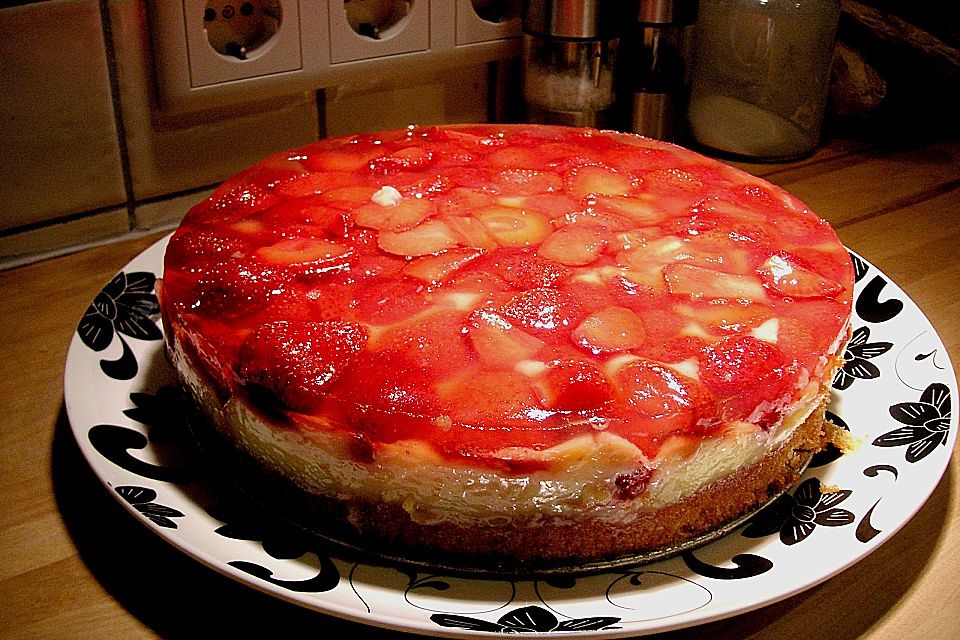 Erdbeerkuchen mit Vanillepudding