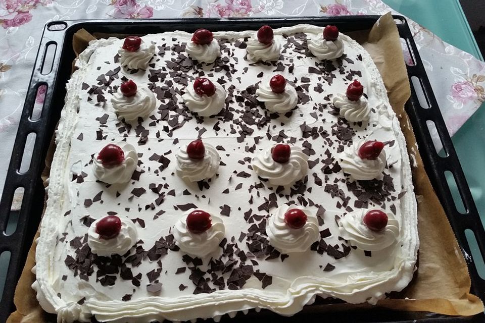 Kirsch - Eierlikör - Blechkuchen mit Schmand - Sahne