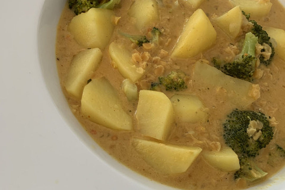 Kartoffel-Brokkoli-Curry mit Kokosmilch