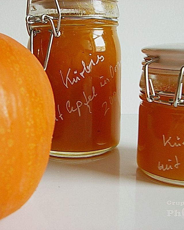 Kürbis - Marmelade mit  Apfel, Orange und Ingwer