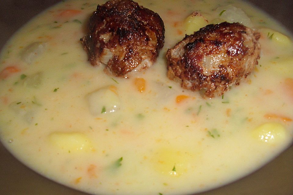 Kartoffelsuppe mit Hackbällchen