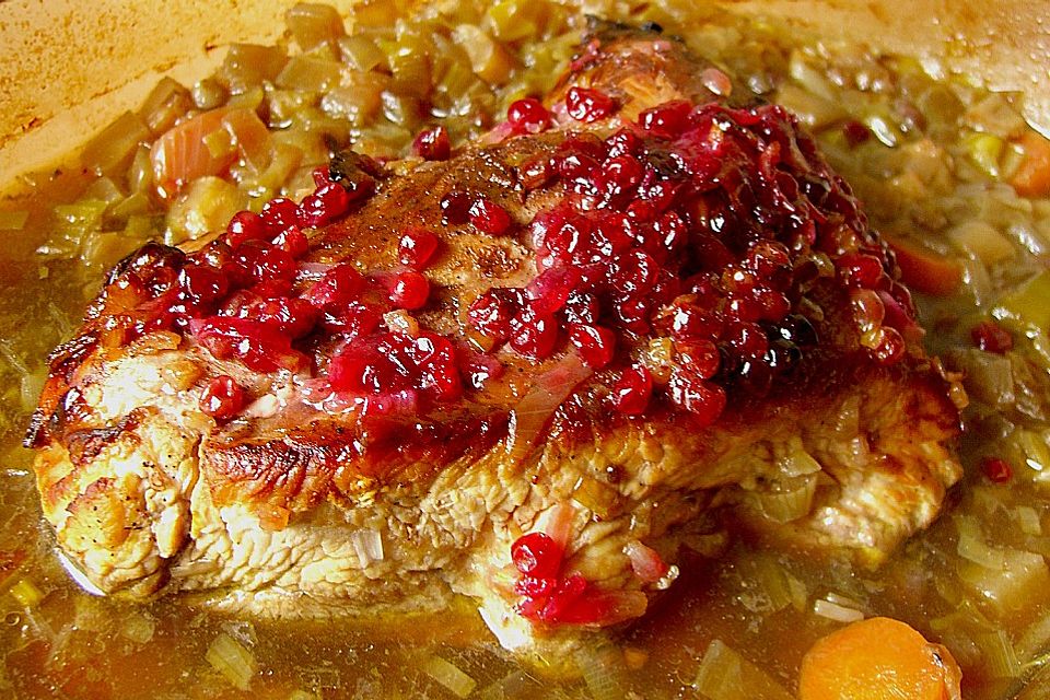 Glasierte Putenbrust mit Preiselbeeren Glasierte Putenbrust mit Preiselbeeren