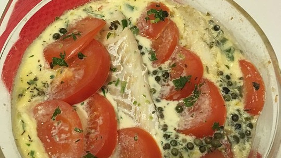 Fischauflauf mit Tomaten und Pfefferkrnern von Friesin