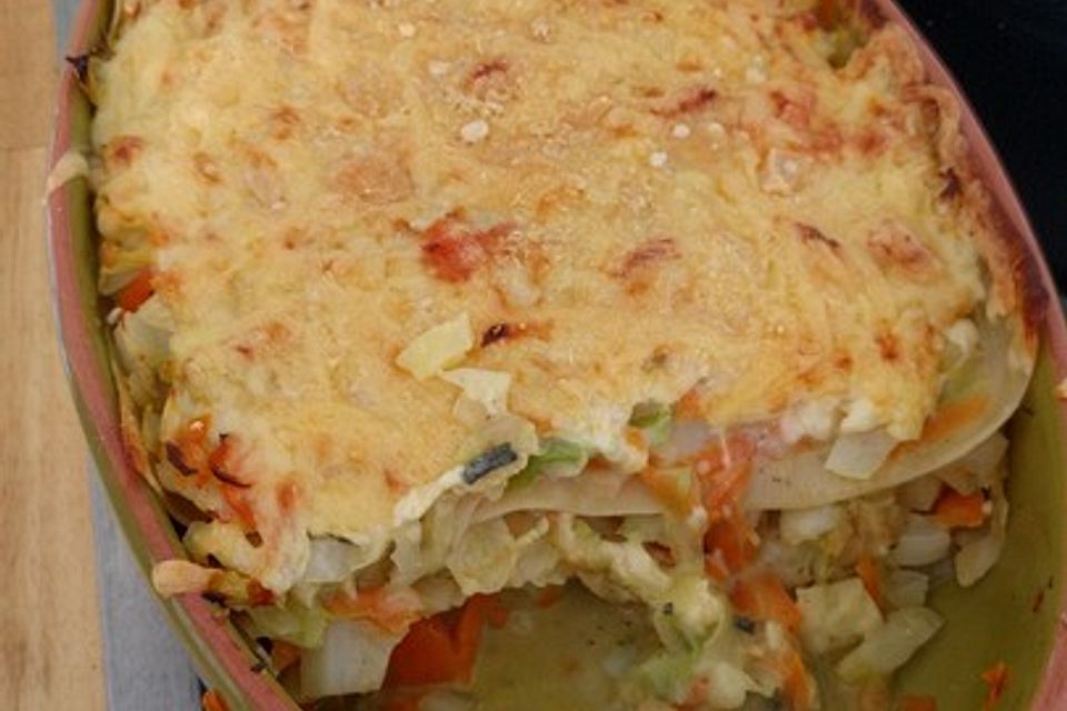 Wunderbare Spitzkohl-Möhren-Lasagne mit Salbei und Muskat