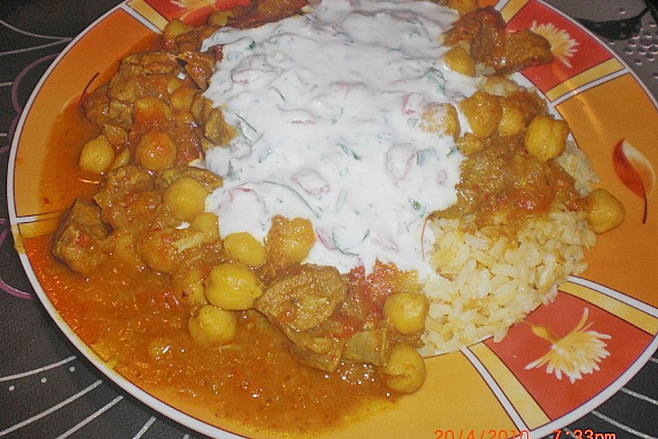 Lammcurry mit Tomaten - Raita