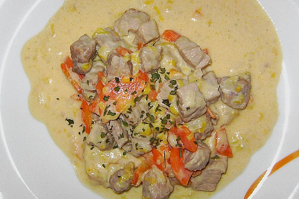 Geflügelpfanne in Senf - Sahne Sauce