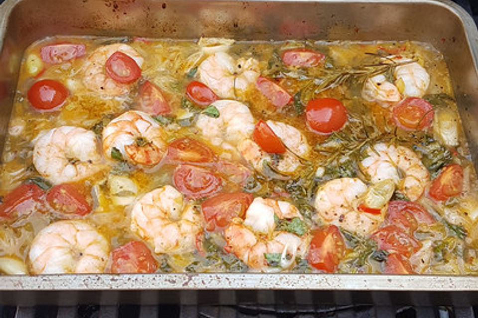 Garnelenpfanne für den Grill Garnelenpfanne für den Grill