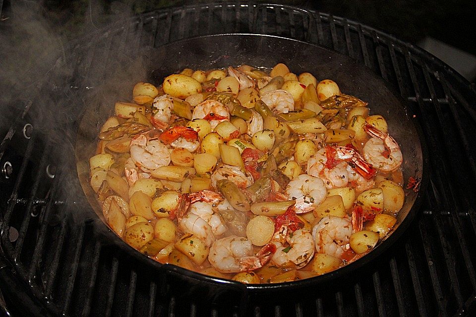 Garnelenpfanne für den Grill Garnelenpfanne für den Grill