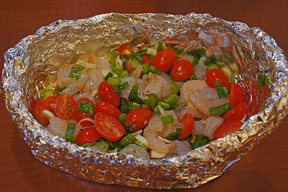 Garnelenpfanne für den Grill Garnelenpfanne für den Grill